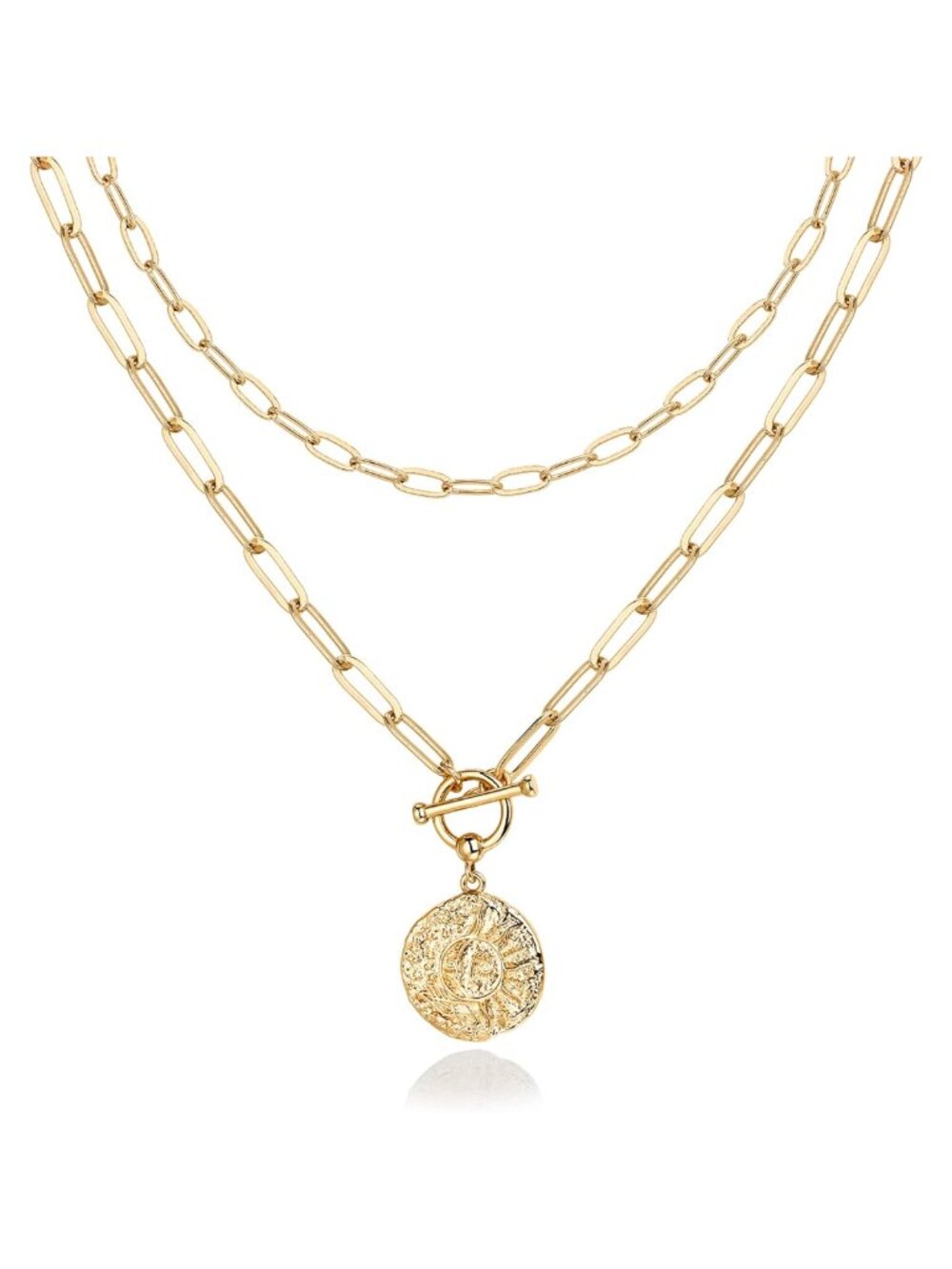14K Gold Plated Layered Necklace Set Dainty Pendant Stack